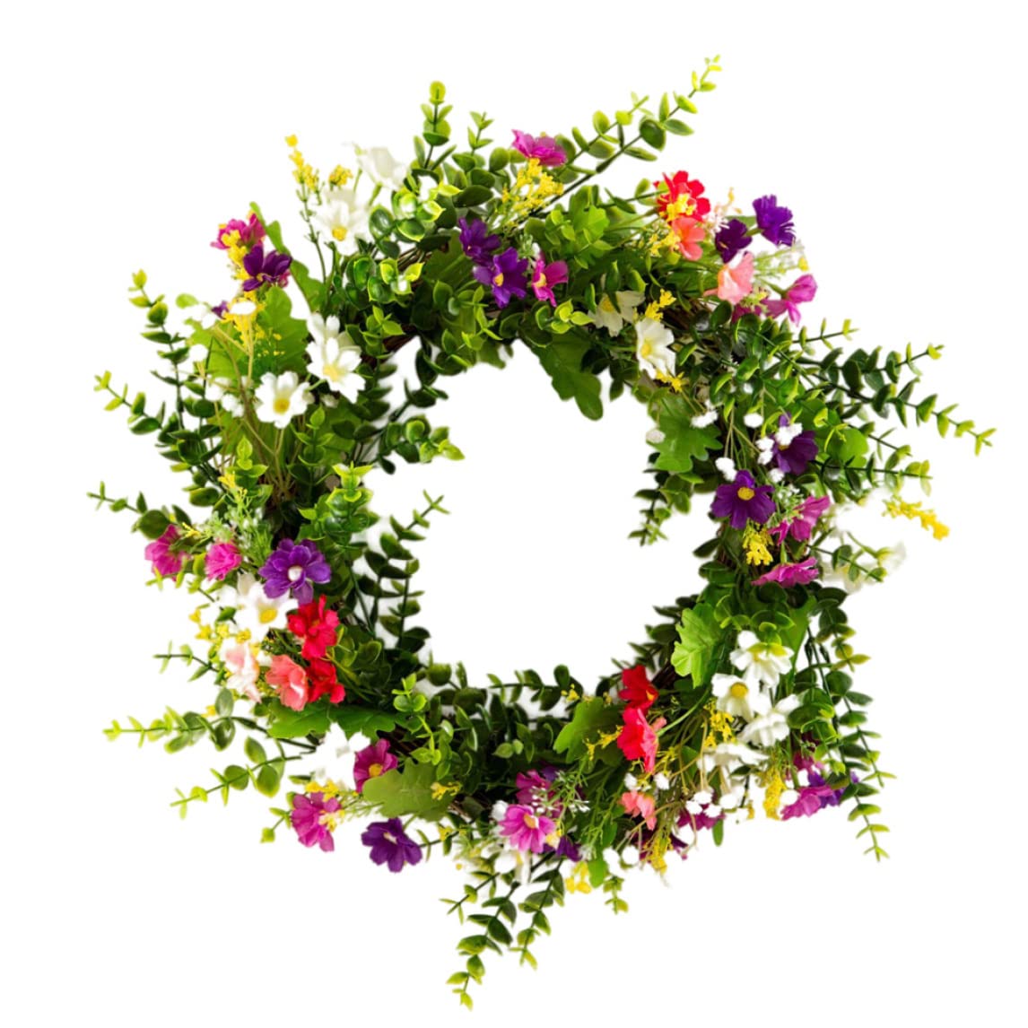 CAKEEYUM Artificial Door Wreath Wall Hanging Daisy Wreath Flower Garland Wedding Party Decor 43cm artificial door, daisy, flower, hanging, floral garland