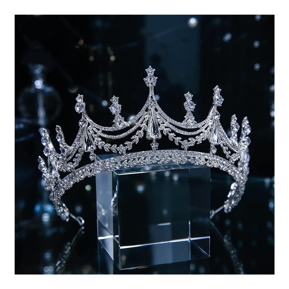 BJQZX Crown Baroque Luxury Geometric Crystal Bridal Tiaras Crown Big Rhinestone Pageant Prom Diadem Bride Headbands Wedding Hair Accessories