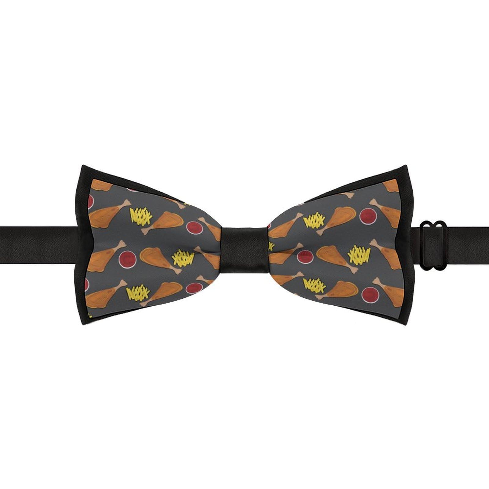 GoasNei Fried Chicken Legs Pattern Bow Tie for Men Adjustable Necktie Funny Tie Neck Ties for Weddings Party