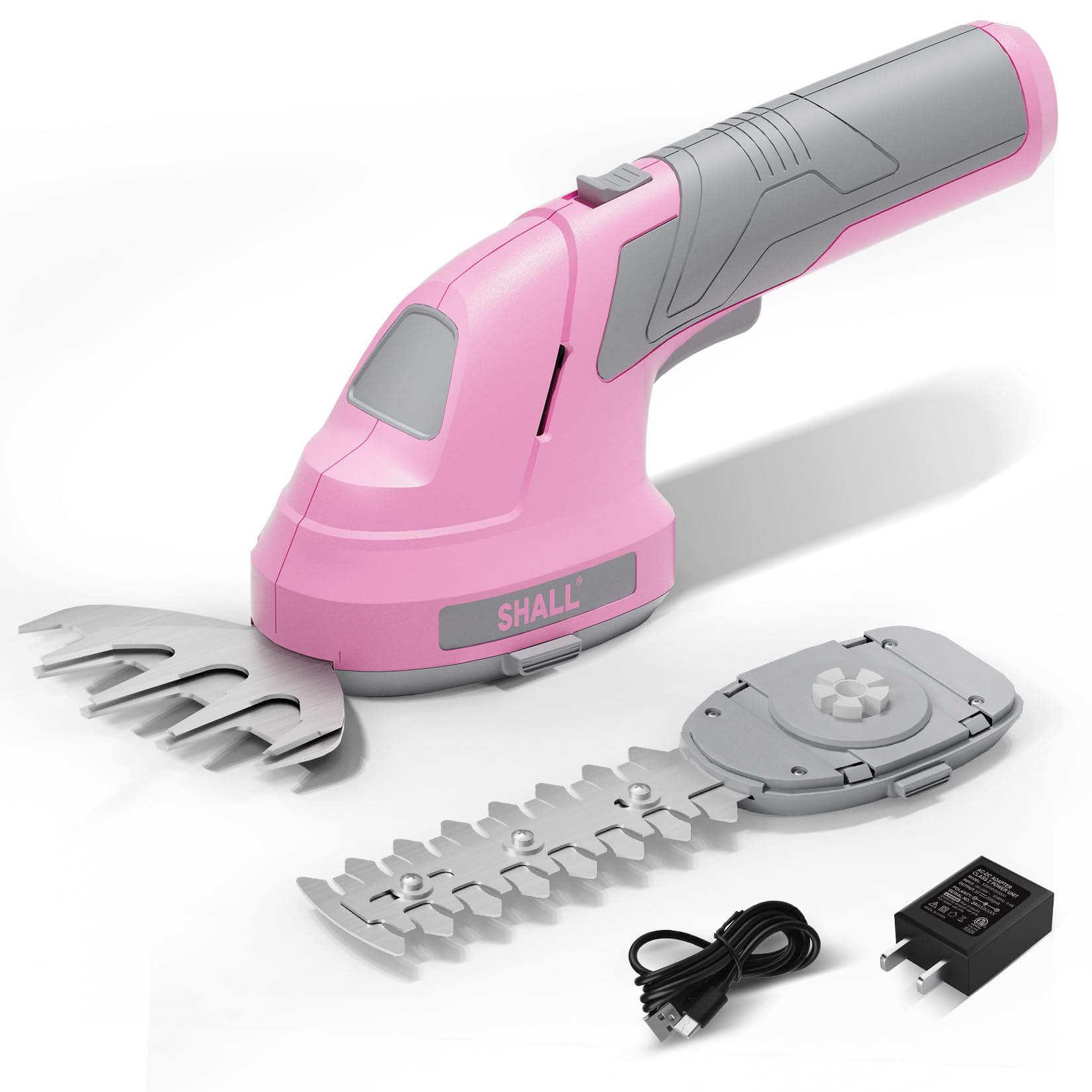 SHALL Cordless Grass Shear & Hedge Trimmer - 7.2V Electric Bush Trimmer 2 in 1 H
