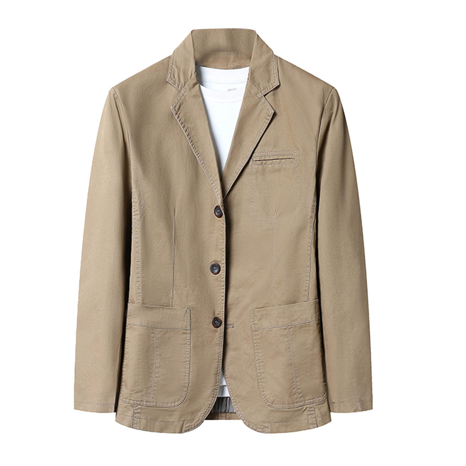 Blazer Hombre Chaqueta de Traje Americanas Primavera otoño Abrigo botón Fiesta Moda Casual Slim fit Elegant Negocios Oficina Color sólido Outwear Bolsillo Basic Tops Talla Grande 2025