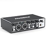 USB Audio Interface for PC Computer Recording Music, 2x2 Guitar Audio Interface for Mac 24 Bit/192kHz Podcasting Streaming for Vocalist Producer with 48V Phantom Power