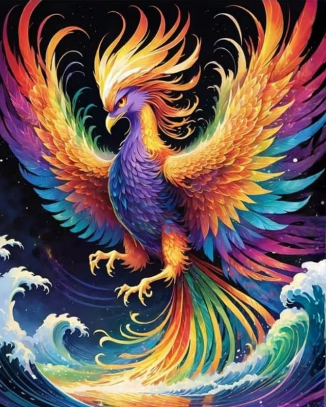 Image of TULIP N TURTLE Phoenix DIY 5D Diamond Painting Kit Round Dril Cross Stitch