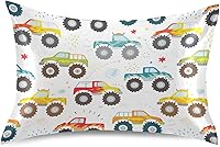Vista 15 de Fundas de almohada de seda con estampado negro de camión monstruo para cabello y piel, suave, transpirable, suave, refrescante, funda de almohada