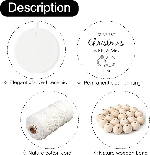 Miniatura 5 de Kusry Regalo de boda único para parejas nuestro primer adorno de Navidad para casados 2023 adornos de primera Navidad como Mr and Mrs recién casados