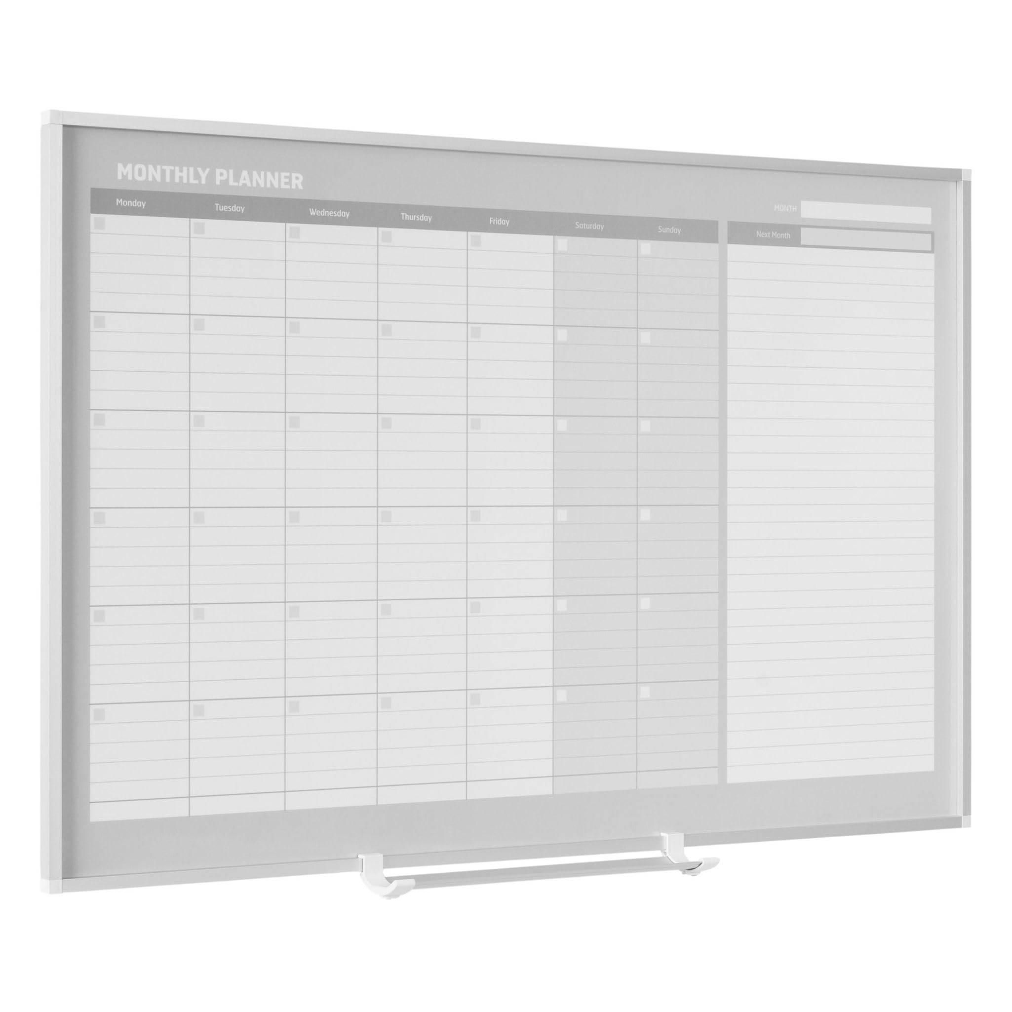 MasterVision Tablica do planowania, magnetyczna, suchościeralna, kalendarz miesięczny z aluminiową ramą, 91 cm x 122 cm, srebrna rama, GA0597830