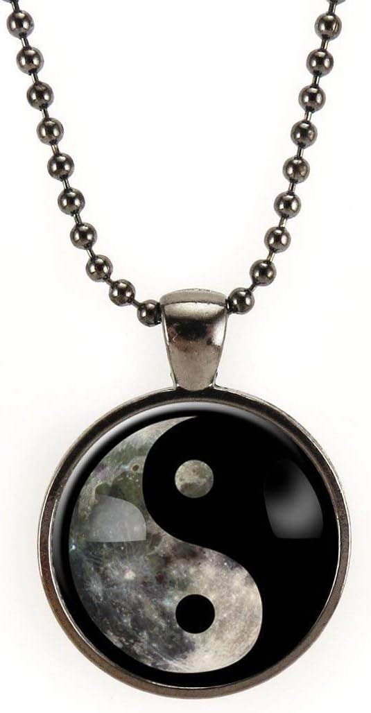 CellsDividing Full Moon Yin Yang Necklace, Space Aesthetic - Image 2
