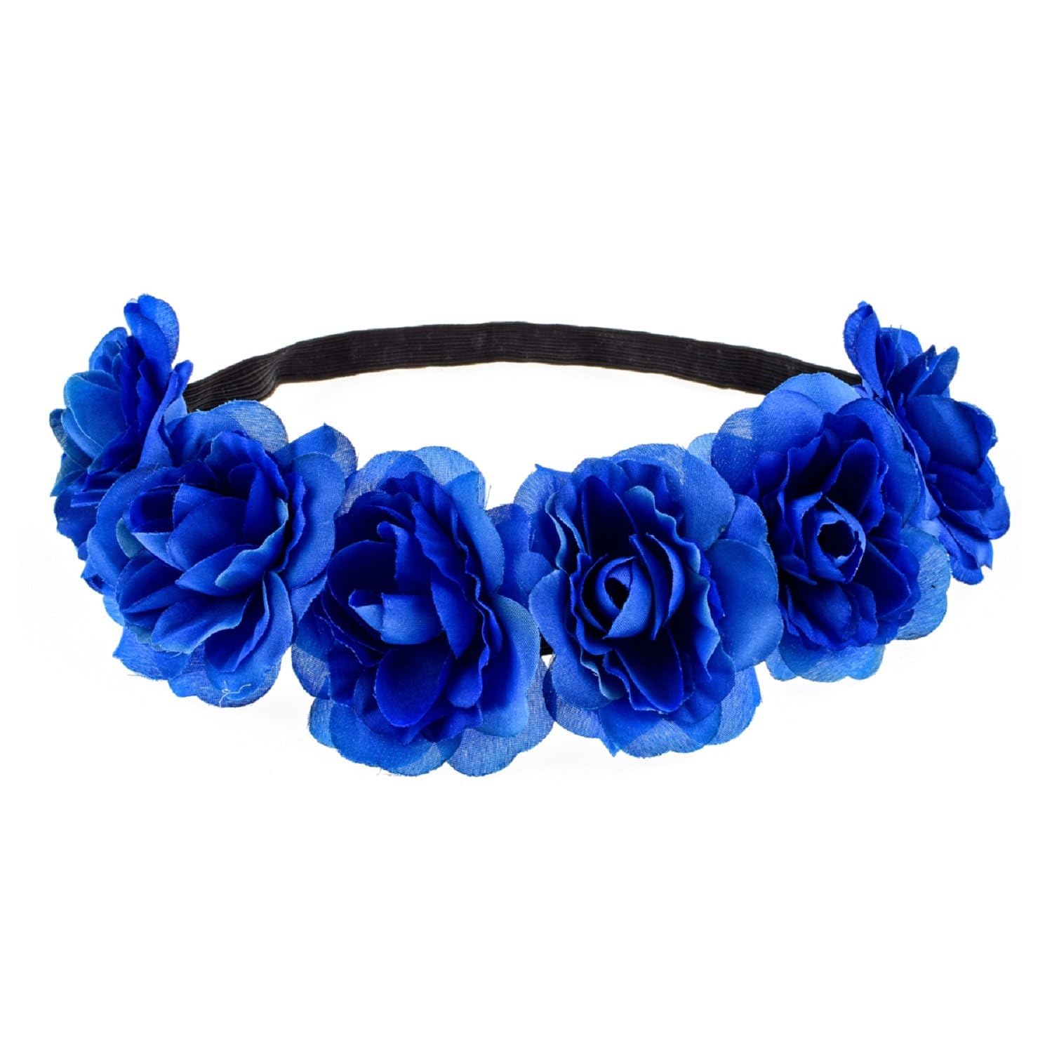 Diadema de flores de rosa, corona de pelo mexicano (azul)