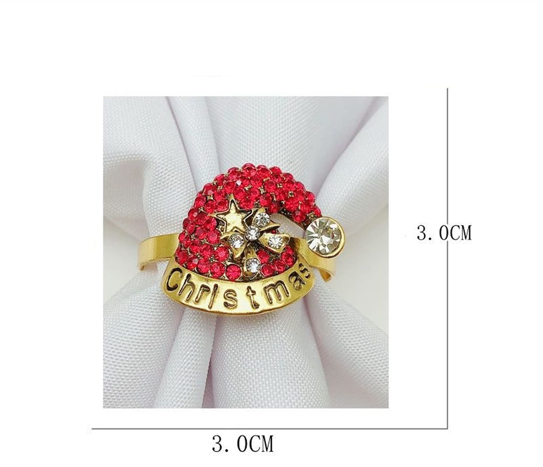 servilletero 6pcs Diamond-Studded Santa Hat Sapkin Hebilla Anillo de servilleta