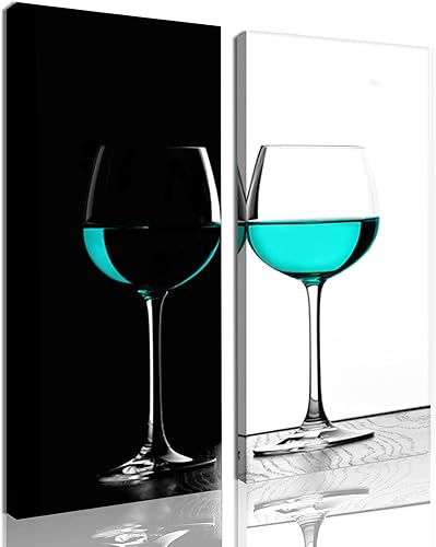 Arte de pared de copa de vino, decoración de comedor, bar, copa de vino, impresiones en lienzo, imágenes retro rojas y negras, decoración de pared