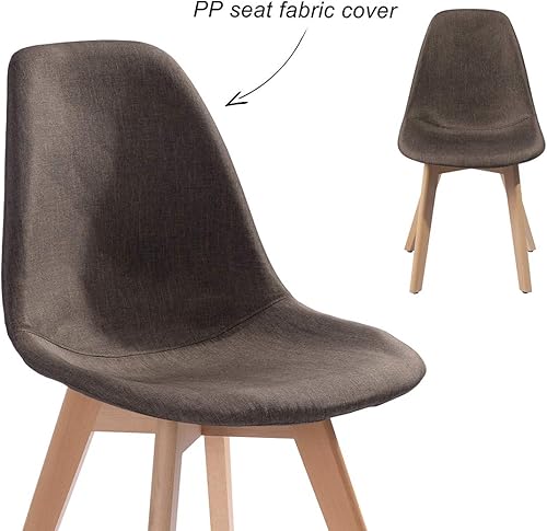 Miniatura 3 de Homy Casa Inc Juego de 4 sillas de comedor de tela para cocina, patas de metal resistentes, color marrón