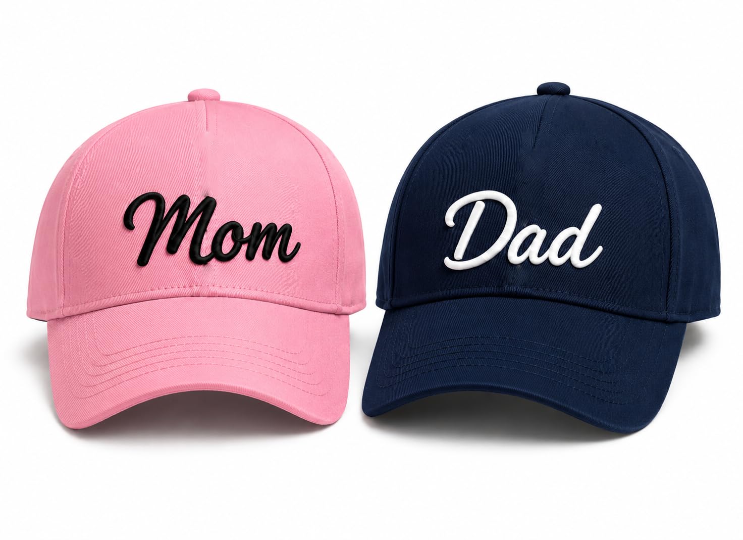 Mom and Dad Digital Print Cap Combo, Adjustable Strap, Couples Baseball Cap Set, Casual Wear, Navy Blue & Pink-image-43