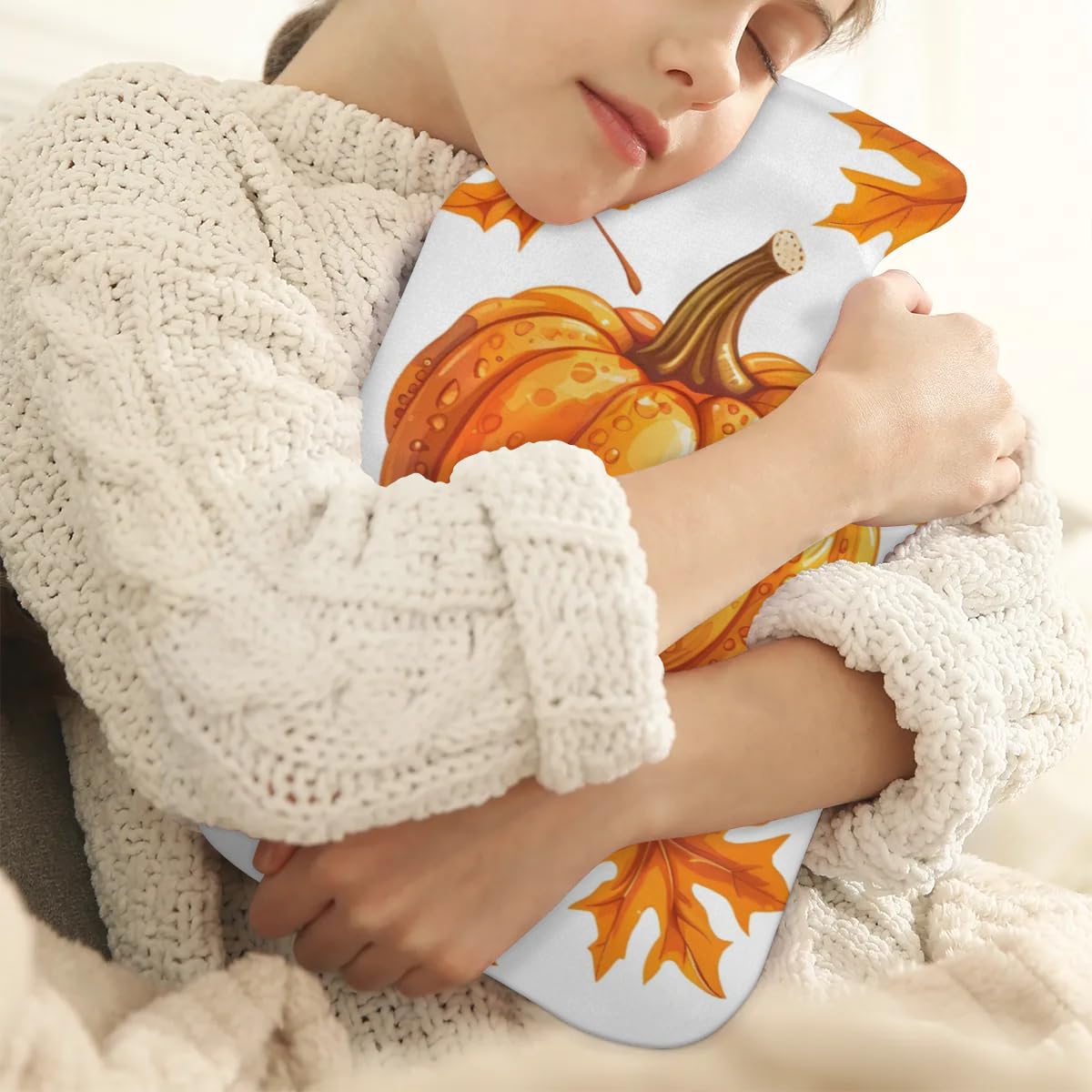 Hot Water Bottle with Soft Cover,2L Cute Pumpkin Hot Water Bag for Hot and Cold Compress, Hand Feet Warmer, Graffiti Pumpkin Rubber Hot or Cold Water Bottle Halloween Christmas Decorations