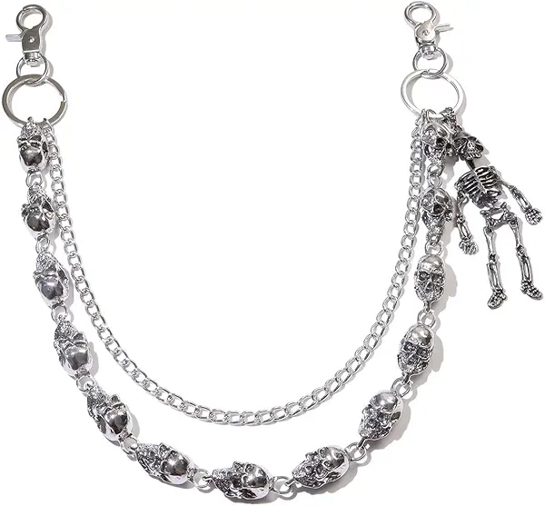 Skull Chains Punk Wallet Chain - Wallet Chains for Men Trousers Pants Chains for Biker Heavy Belt Goth Accessories