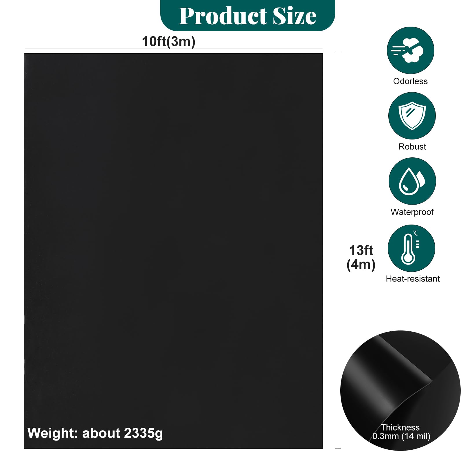 Coolty Revêtement de bassin noir à usage intensif pour bassins de jardin - Doublure préformée pour bassins à poissons, ruisseaux, fontaines et cascades (3 m x 4 m)