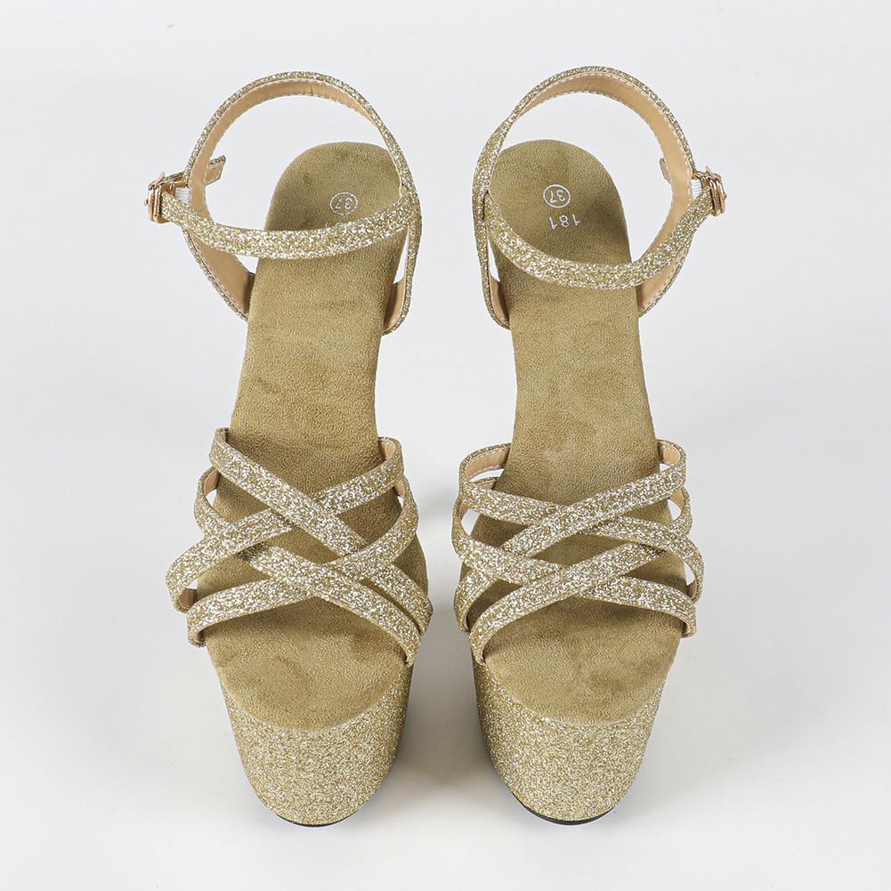 Talons Hauts de 17 cm pour Femme | Sandales à Plateforme et Brides Cheville | Talons Extra-Hauts avec Semelle antidérapante pour Les Reines des Clubs et Les Artistes de scène