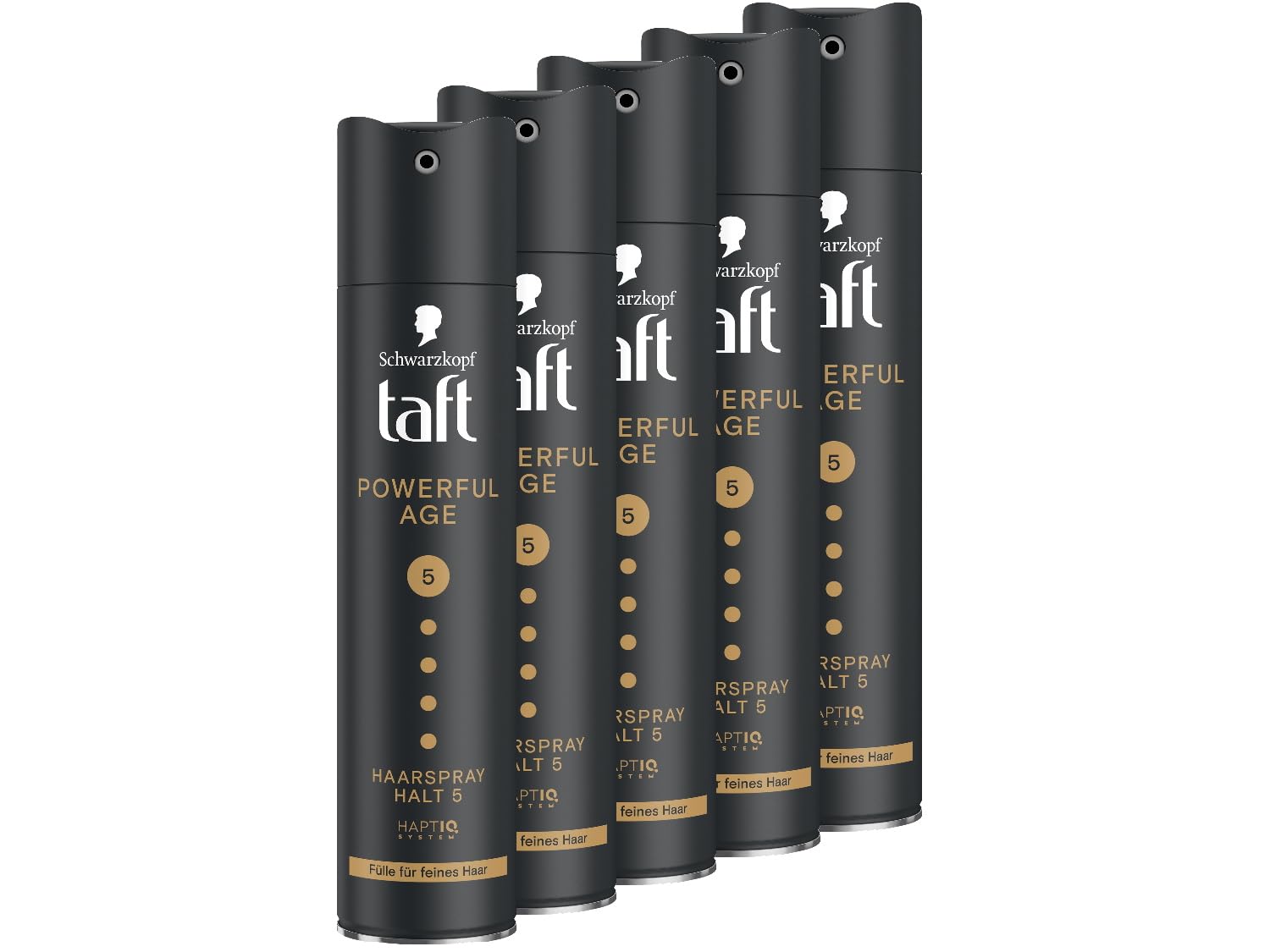 Schwarzkopf Taft Powerful Age - Espray para el cabello (5 x 250 ml), grado de retención 5 para el peinado del cabello, spray para cabello fino y fino, fórmula vegana