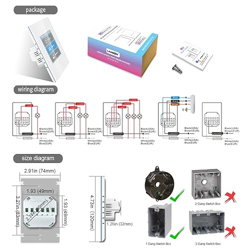 Miniatura 6 de LANBON Interruptor de luz inteligente LCD de 123 cuadrillas de 3 vías para toda la casa, panel mágico LCD de malla WiFi nunca estará desconectado,