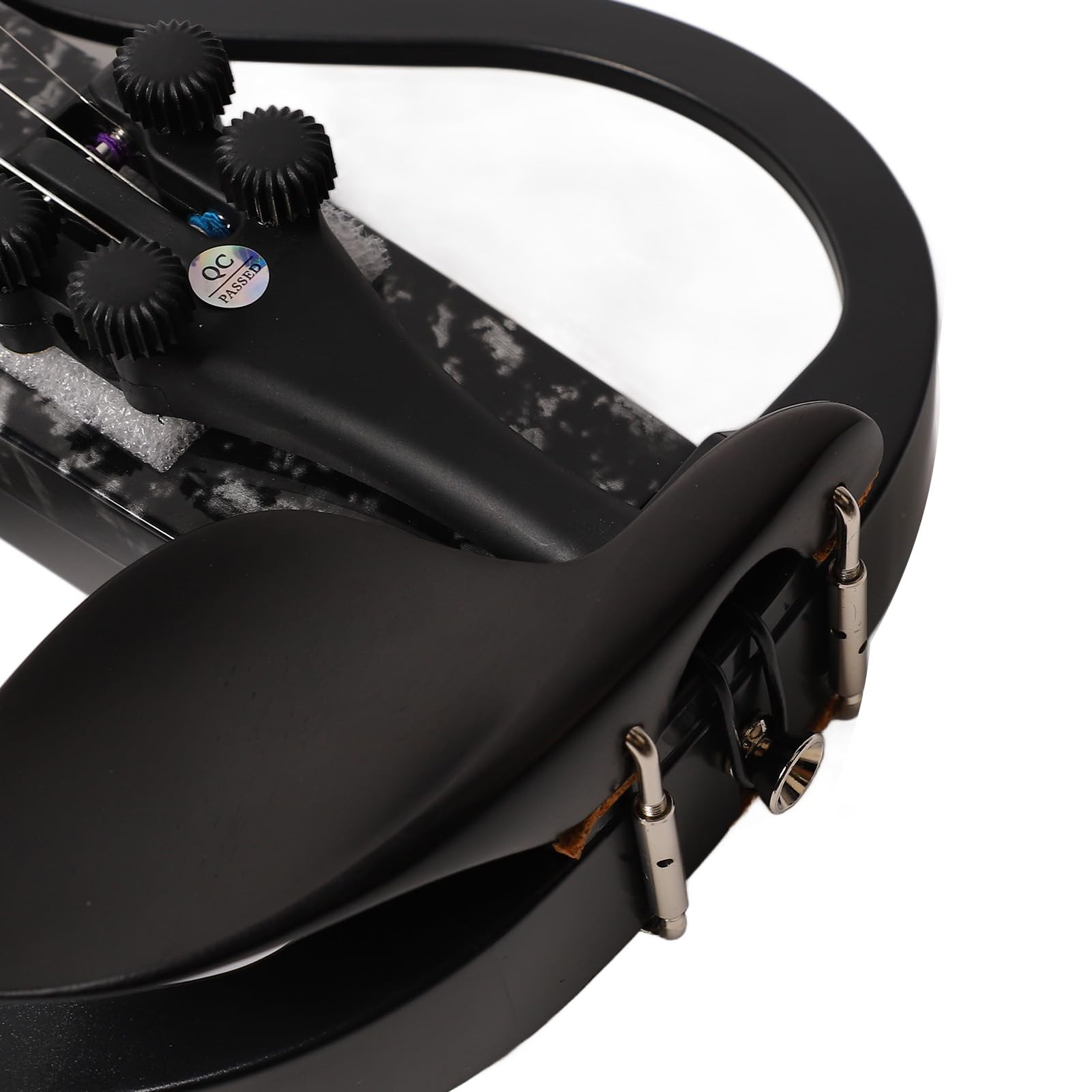Eujgoov Violino Elettrico Senza Testa, Violino Silenzioso in Fibra di Carbonio con Legno di Acero e Bordo in ABS, Pratica in Cuffia, Controllo del Tono Pickup DV 10B, Dimensione Intera per