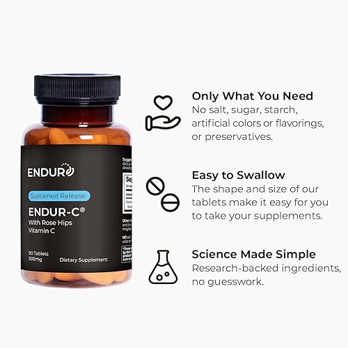 Miniatura 5 de Endurance Products, EndurC, tabletas de suplemento de vitamina C de liberación prolongada para una absorción óptima, ácido ascórbico y vitamina C