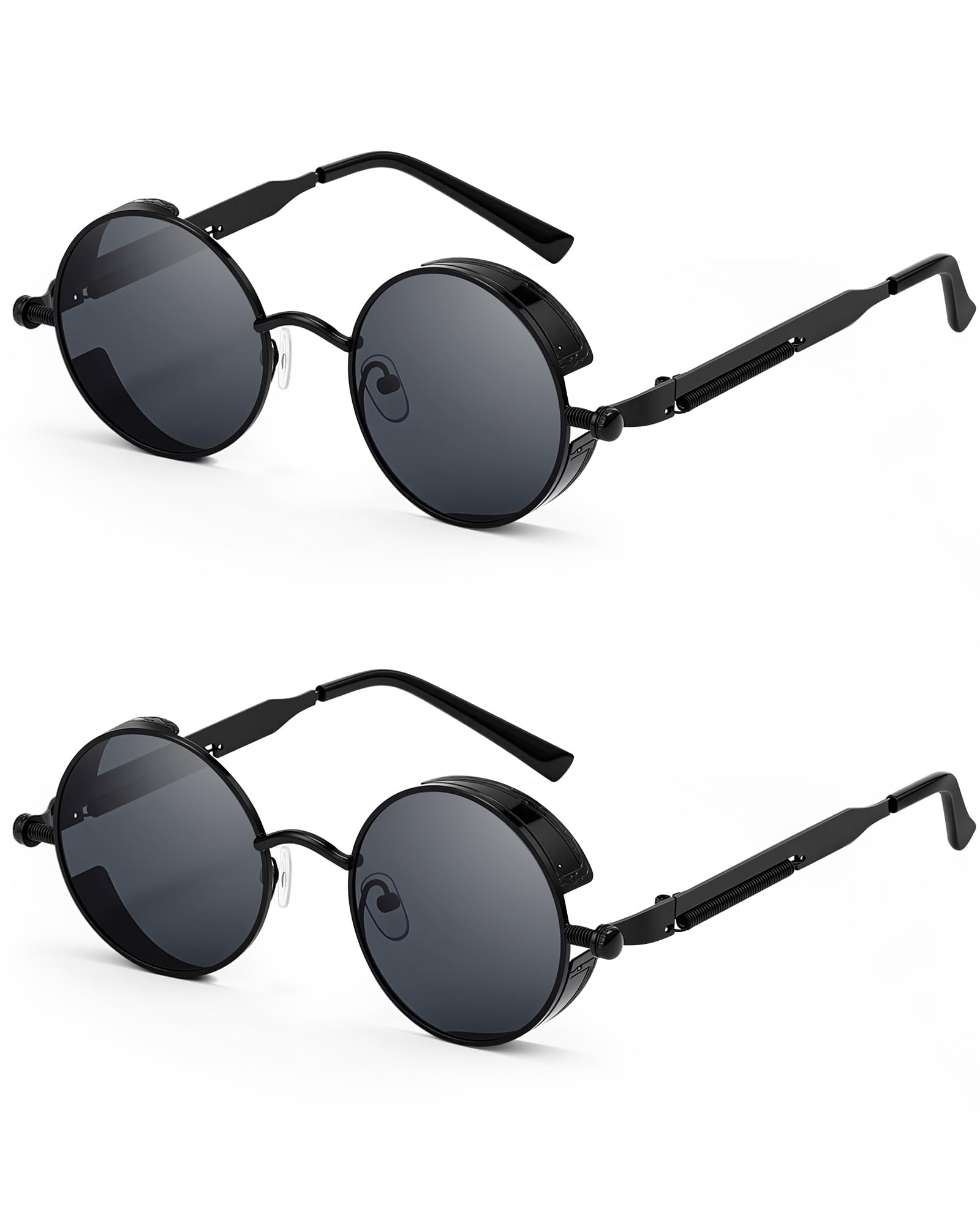 Weewooday Retro Round Steampunk Sunglasses