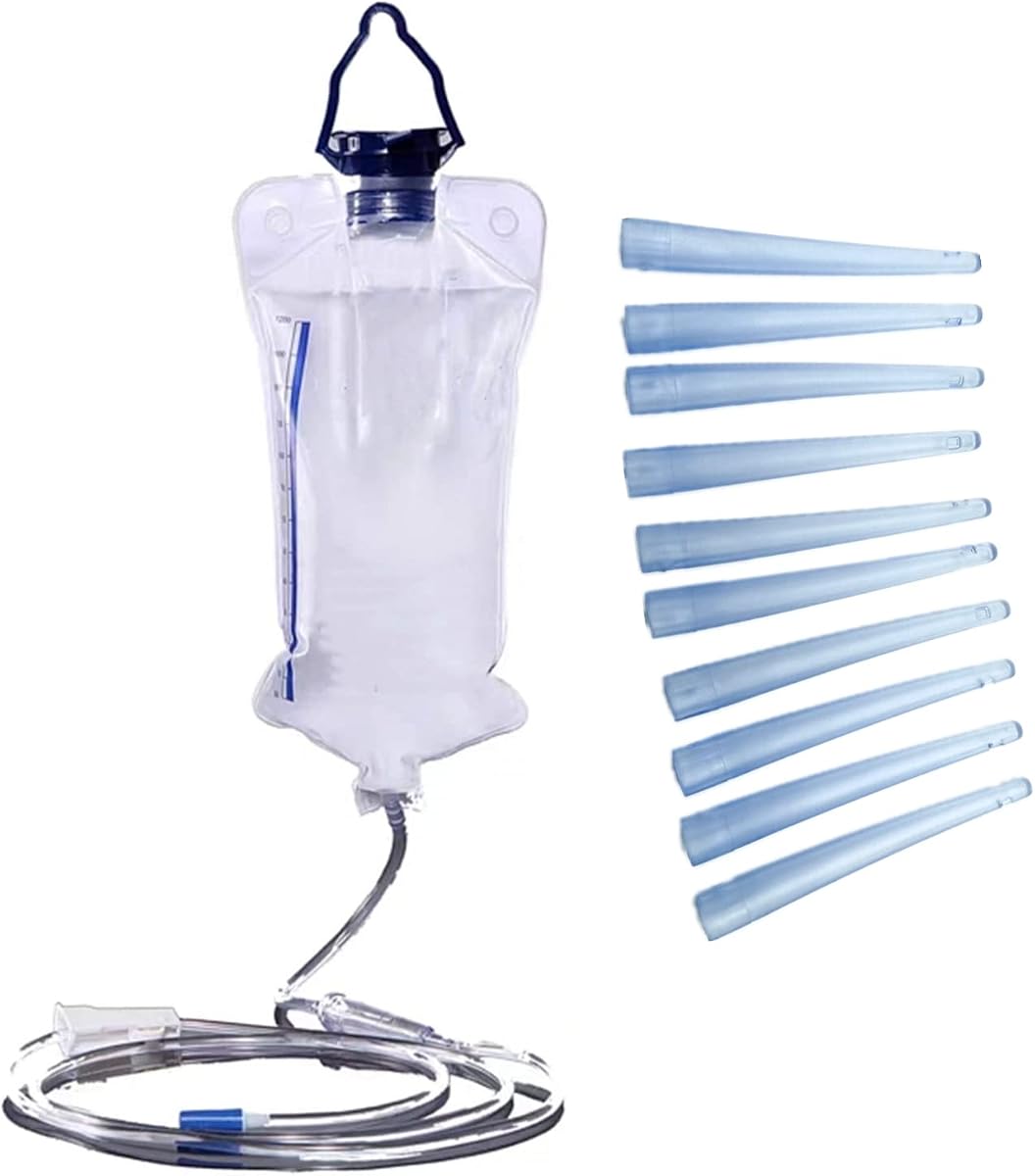 Reusable Enema Bag Kit Douche Bag, MTSXDYT 1200ml Enemas Bags for Colon Cleanse for Women and Men- Home Use Enemas - Water & Coffee Colon Detox Cleanse Kit-Includes 10 Replacement Enema Tubes