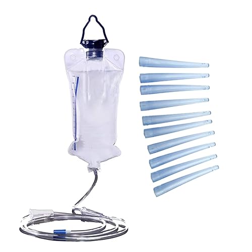 Reusable Enema Kit Colon Douche Bag, MTSXDYT 1200ml Enema Bag Kit for Colon Cleaning- Home Colon Enemas - Water & Coffee Colon Detox Cleanse Kit-Includes 10 Replacement Enema Tubes