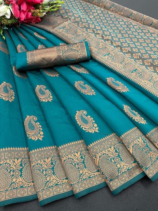 Image of C J Enterprise Women's Banarasi Saree Pure Kanjivaram Style Silk Saree With Blouse Piece for Wedding (Shiv-1)