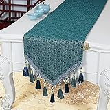 FCONFU Schöner Baumwoll-Tischläufer, Küche, Esstisch, Dekoration, waschbar, Multi-Quasten, Tischsets, Thanksgiving, Weihnachten, Feiertage (Farbe: B, Größe: 22 x 250 cm)