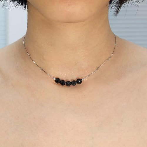 Miniatura 2 de Nearawing Women'sTigerEyeJewelry-Adjustable925SterlingSilverTigerEyeChokerNecklace,BirthdayStoneJewelry(5TigerEye)