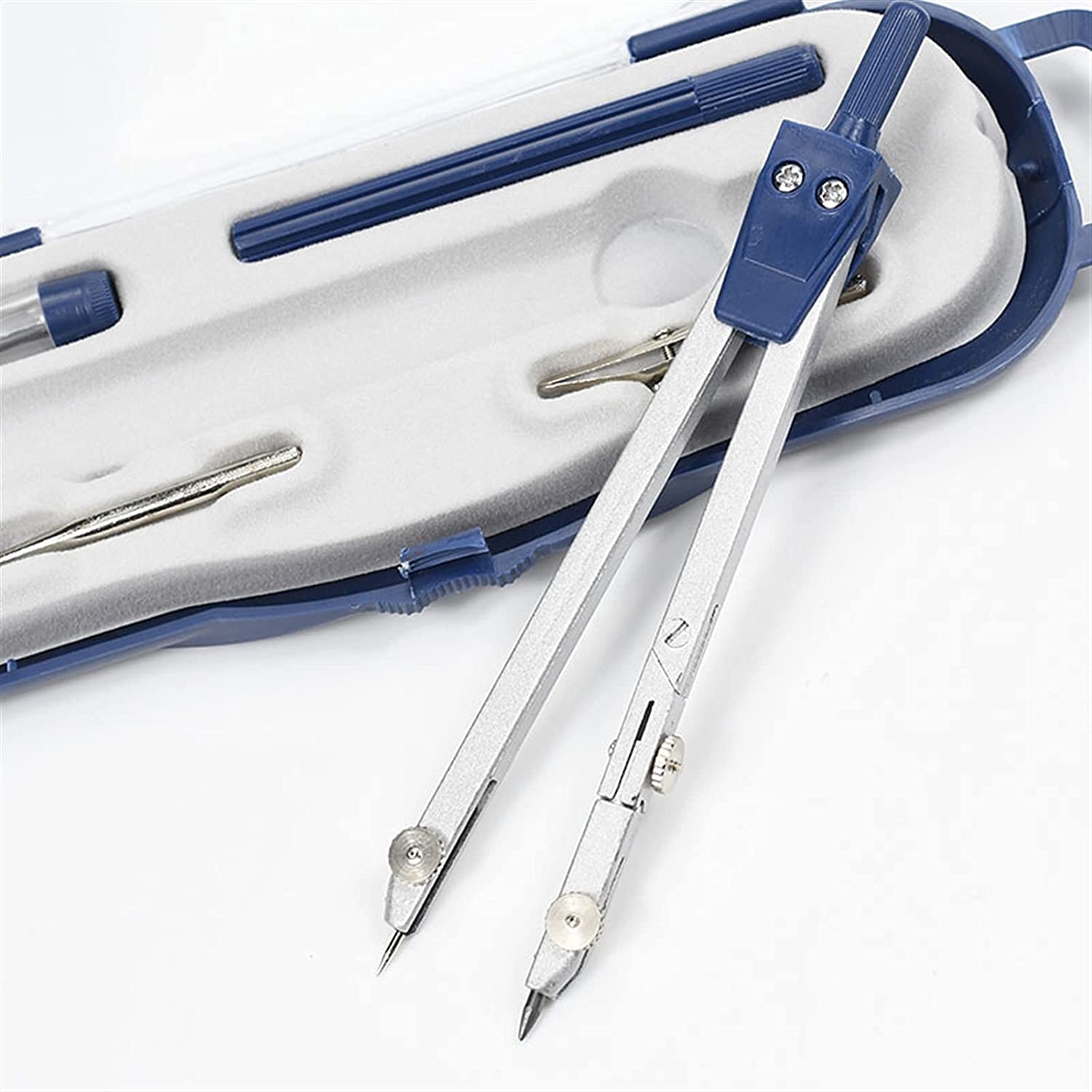 AKAZI Geometrie-Set Kompass für Geometrie – 5-teiliges Set Kunststoff-Metall-Geometrie-Winkelmesser-Zeichnen Schulkompass-Set für Lehrer und Schüler auf jedem Niveau Kompass-Set