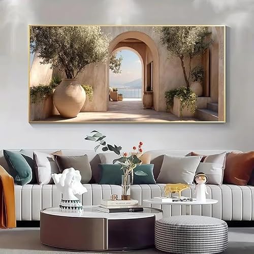 GOSRD Canvas Prints Ceramic olive tree in a terracotta pot Poster Wall Artwork For Living Room Home Decor(70X140cm)