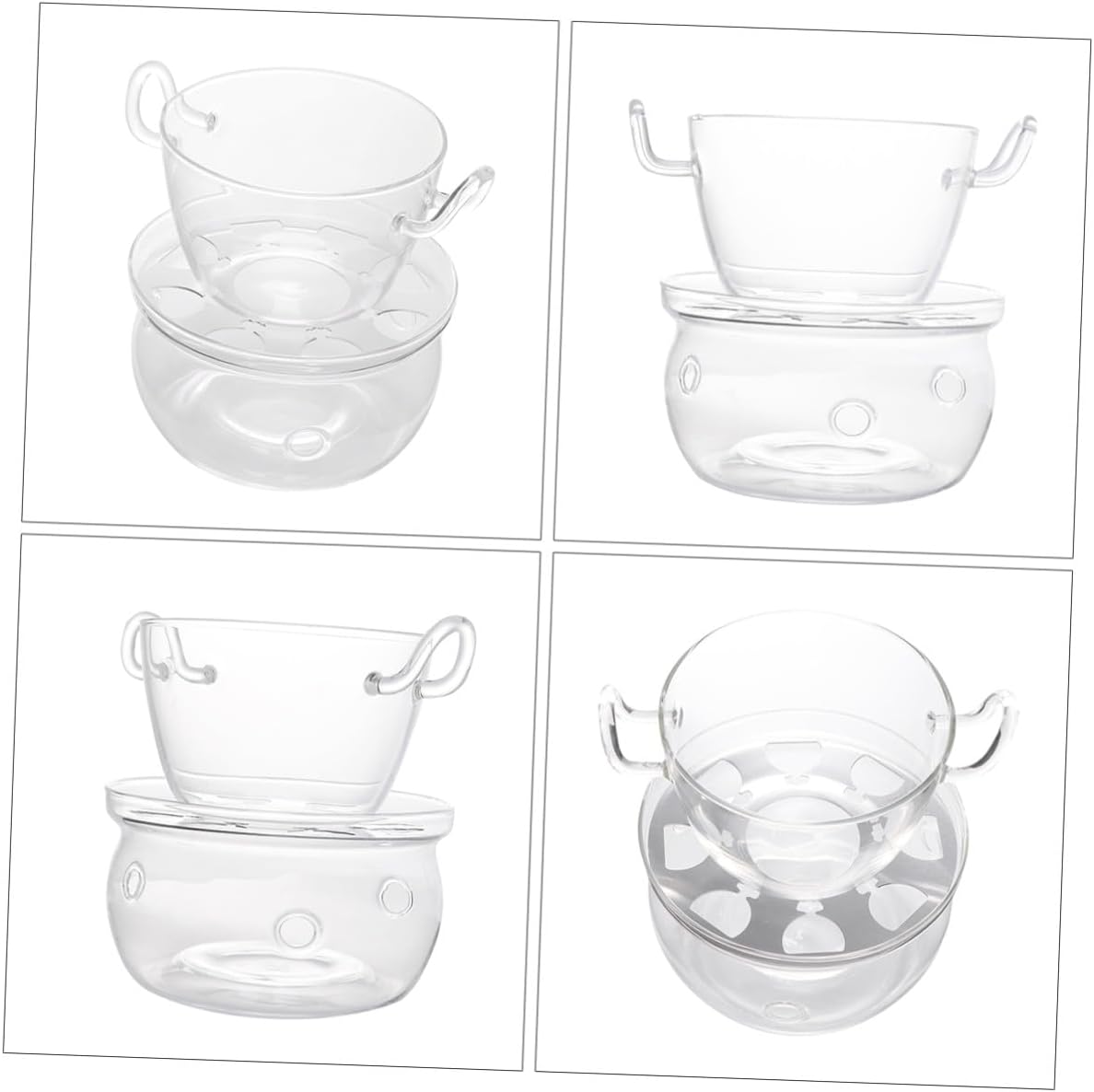 Amosfun Glass Chocolate Melt Pan with Base, Trapezoidal Butter and Cheese Heating Pot for Kitchen Baking and Party Fondue, ’ Cooking Meltware