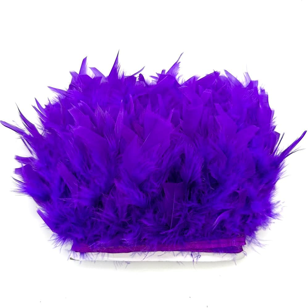Purple 4-6inch 2yard Turkey Feather Fringe Trim for Dress Sewing Crafts Costumes Accessories Party Supplies Festival Decoration
