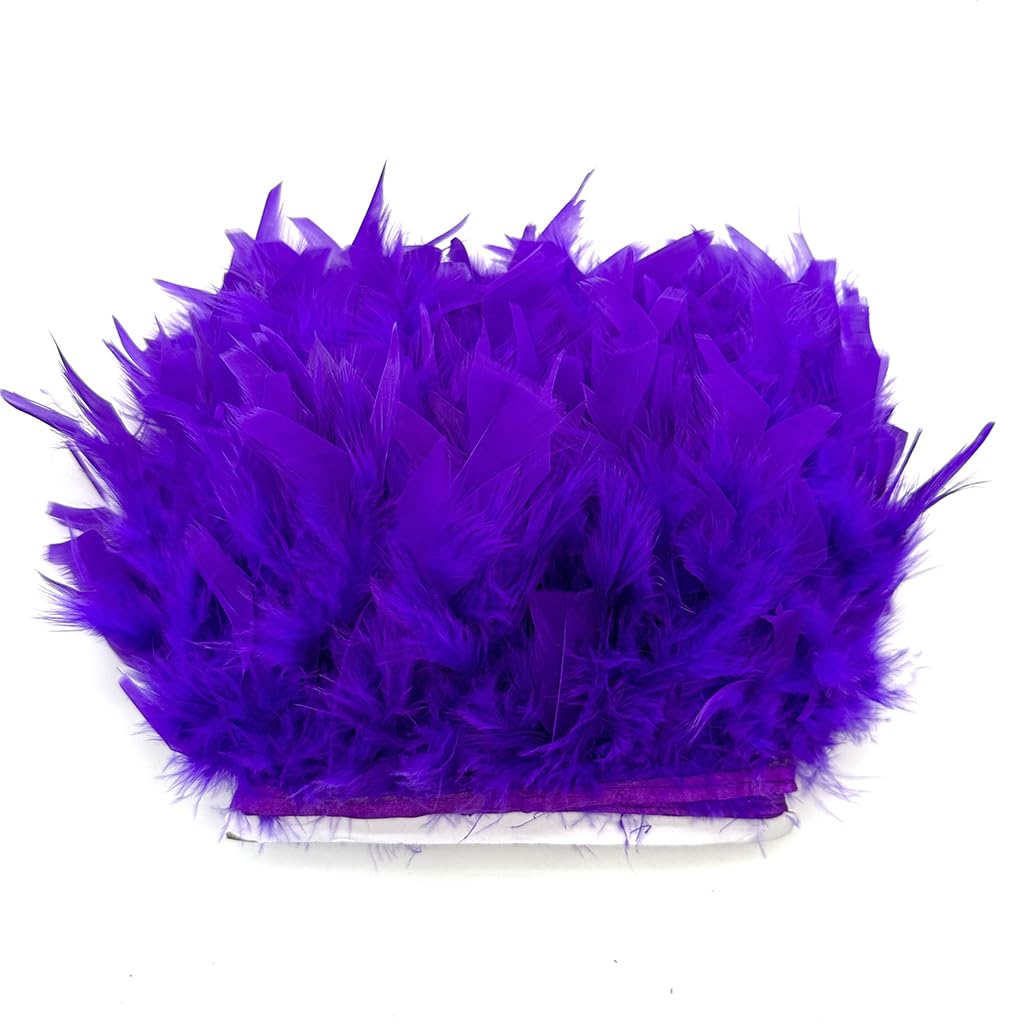 Purple 4-6inch 2yard Turkey Feather Fringe Trim for Dress Sewing Crafts Costumes Accessories Party Supplies Festival Decoration