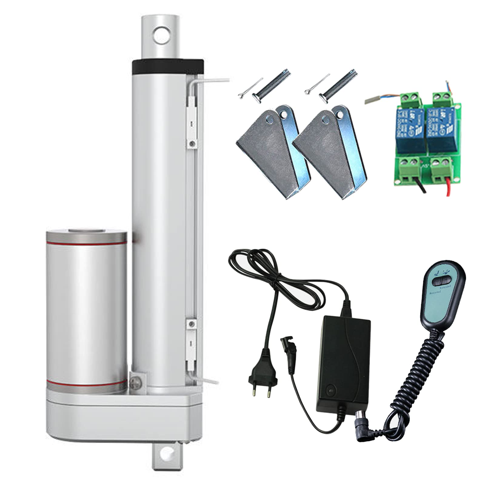 Linear Actuator Support Both Ends Of Stroke Adjustment DC24V Electric Actuator 50mm~500mm Stroke Optional Lift Manual/Remote Kit(Size:200mm,Color:Manual Set)