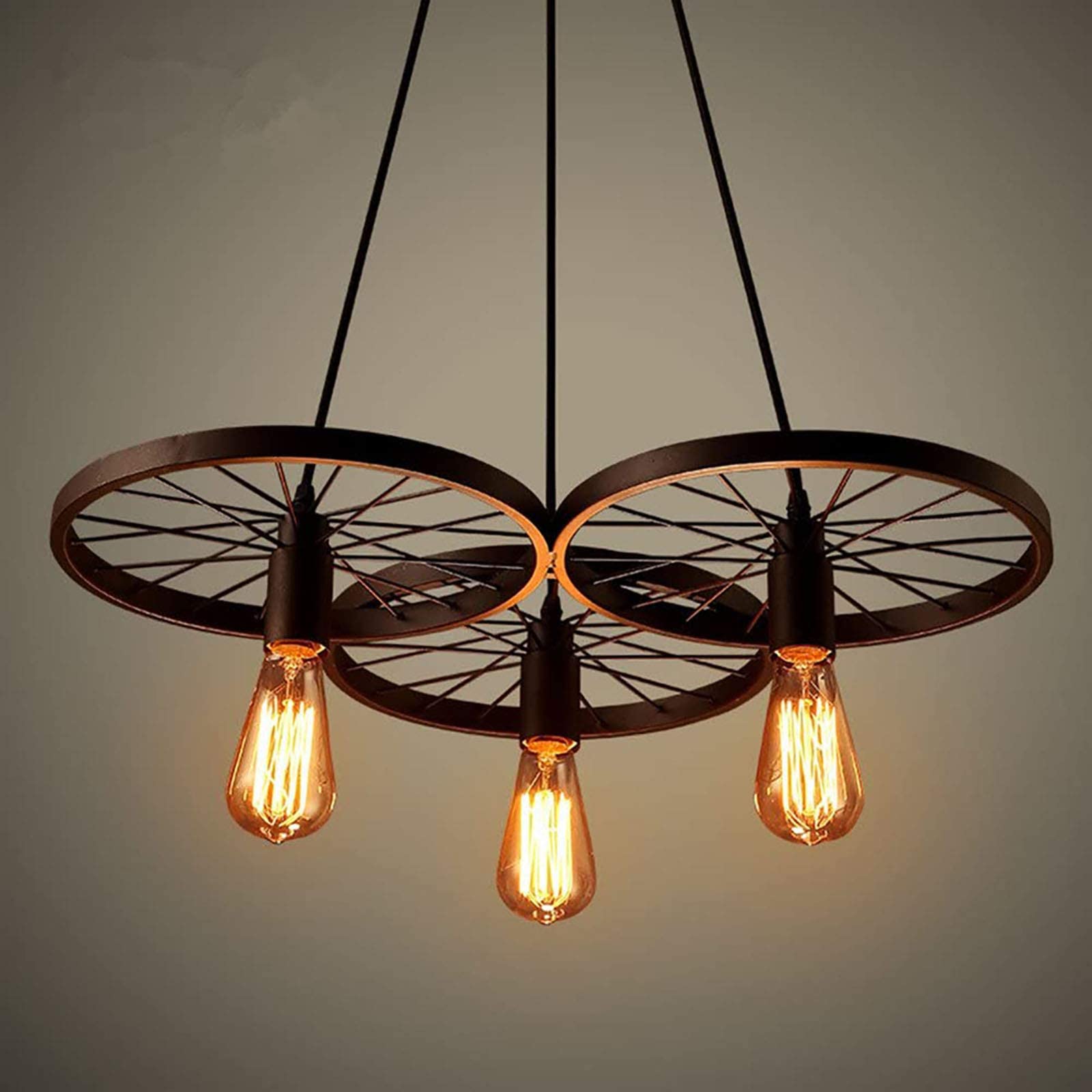 Lustre en fer forgé suspension industrielle rétro luminaire vintage salon cage noire
