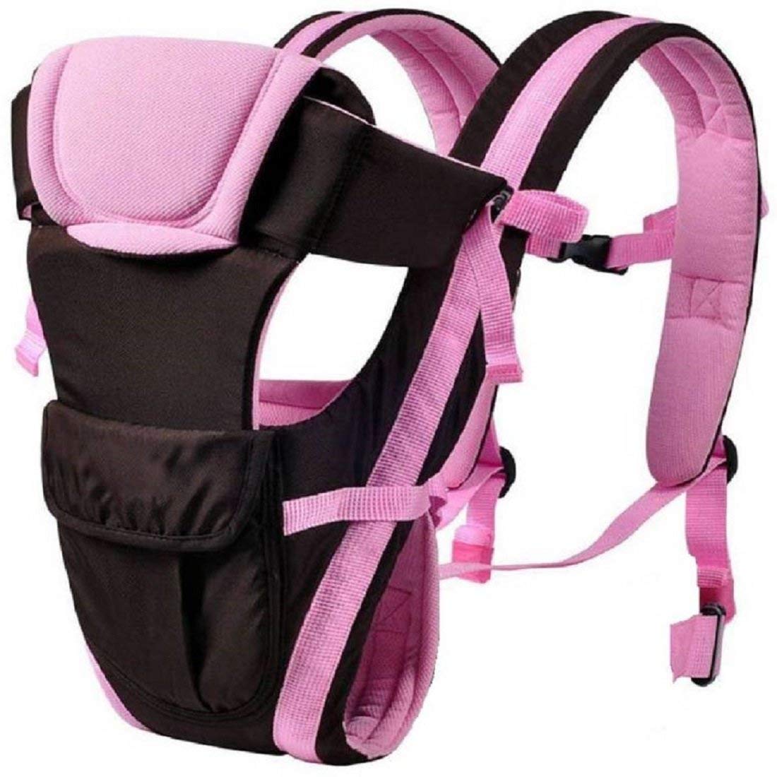 Ineffable Baby Carrier Bag Kangaroo Design Sling 4 in 1 Ergonomic Style with Adjustable Shoulder Strap & Hip Support Basket for Front Back Use for Mother Child Infant Toddlers Travel - 0-2 Year Pink