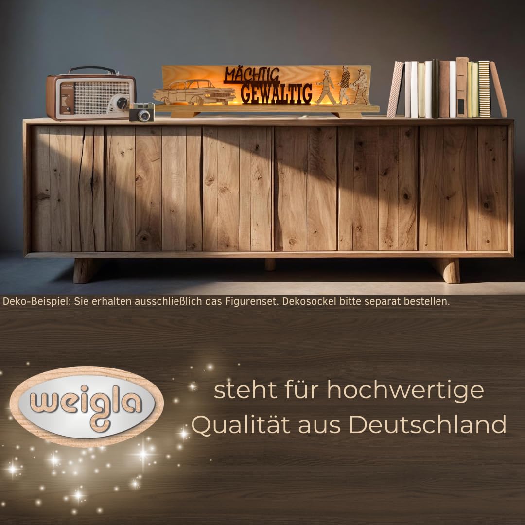 weigla - Figurenset 3 TLG. original Erzgebirge I Motiv Olsenbande Natur/braun I Figurenset für Dekosockel I hochwertige Weihnachts- & Ganzjahresdekoration