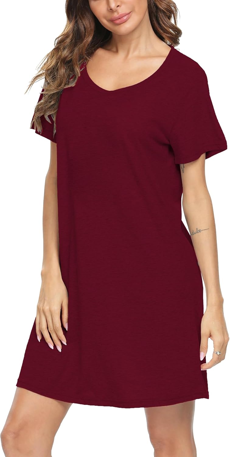 ENJOYNIGHT 3 Pack Womens Nightshirt Cotton Nightgown Short Sleeve Soft Sleep Shirt - Image 3