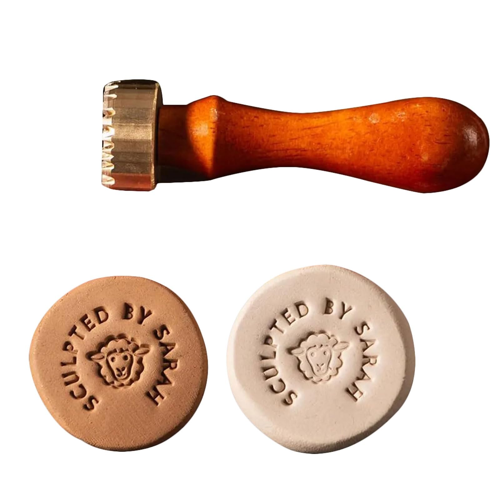 Custom Clay Stamp for Pottery Personalized Brass Logo with Wood Handle, Makers Mark Stamp for Clay, Leather, Soap, Cookies Signature Stamp(1.5Inches)