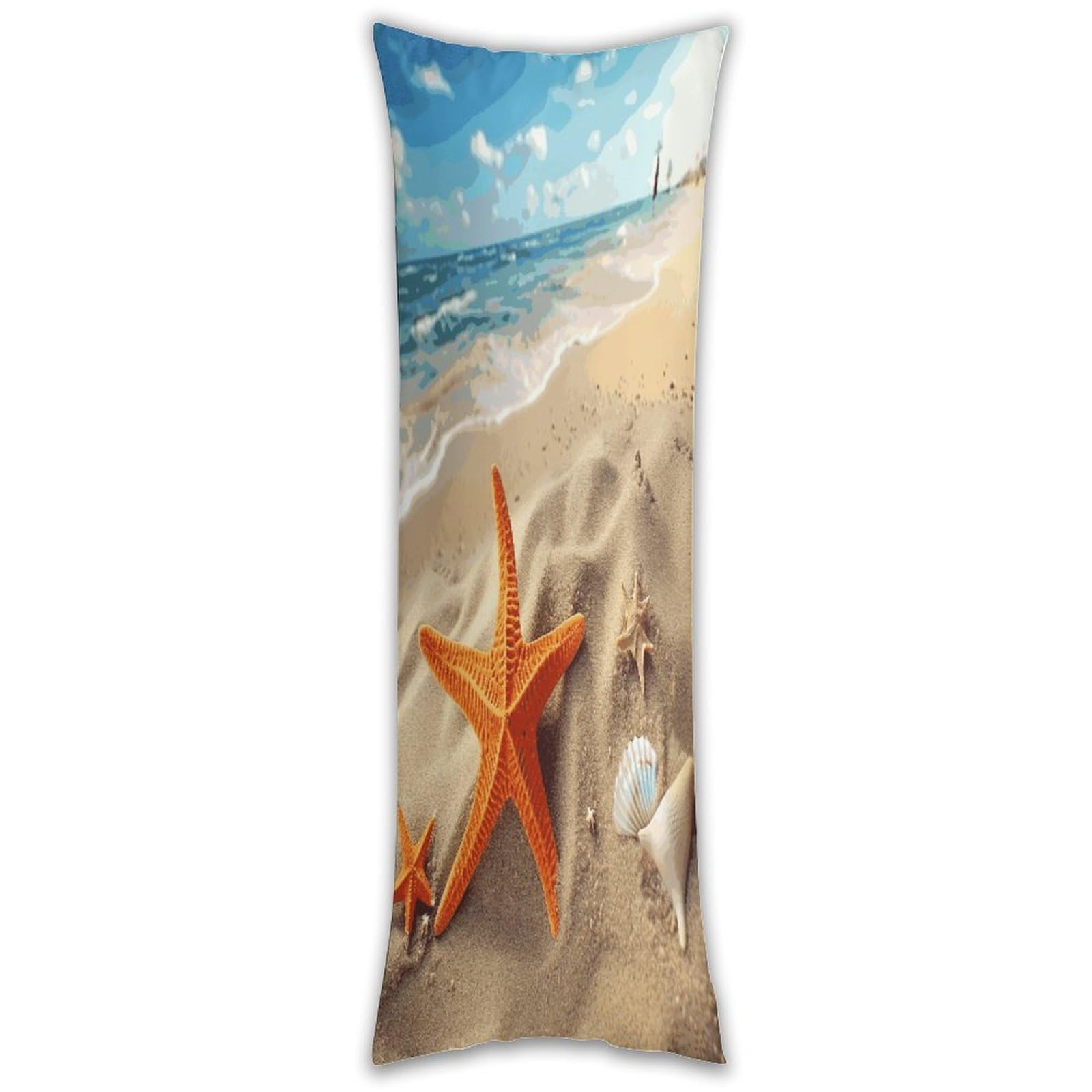 Sea Beach Starfish Long Pillow Case with Zipper Ultra Soft Microfiber Long Pillow Cover Breathable Body Pillow Protector Soft Wrinkle Pillowcase for Bed Sofa Bedroom 53 X 19 in