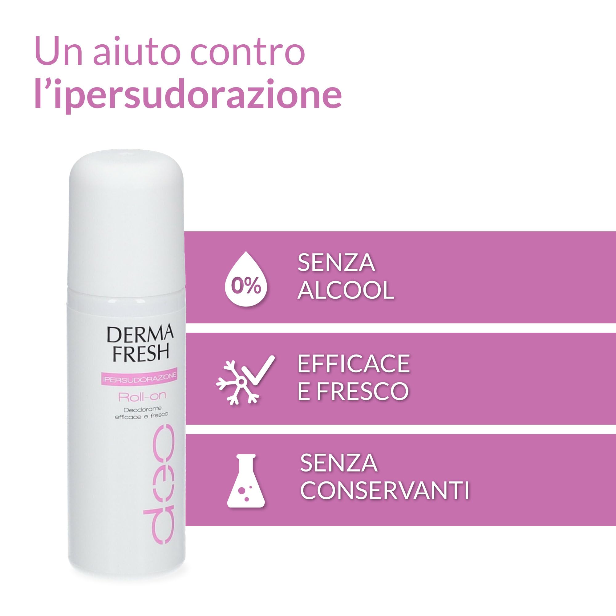 Dermafresh Ipersudorazione, Deodorante Attivo Roll On, Antitraspirante, 75 ml