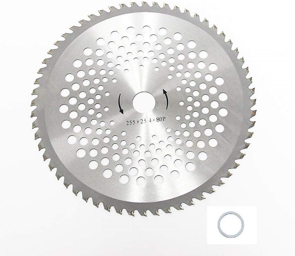 10 inch 80T Carbide Tip Brush Grass Weed Trimmer Blade | universal, fast cutting , sharp teeth, Washer Adapter, Weed Eater Blade