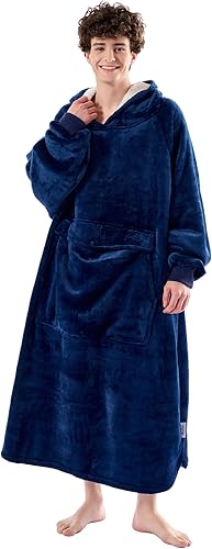 Miniatura 33 de Krifey - Sudadera de manta de vestir para mujeres y hombres, sudadera con capucha de manta grande de forro polar sherpa de gran