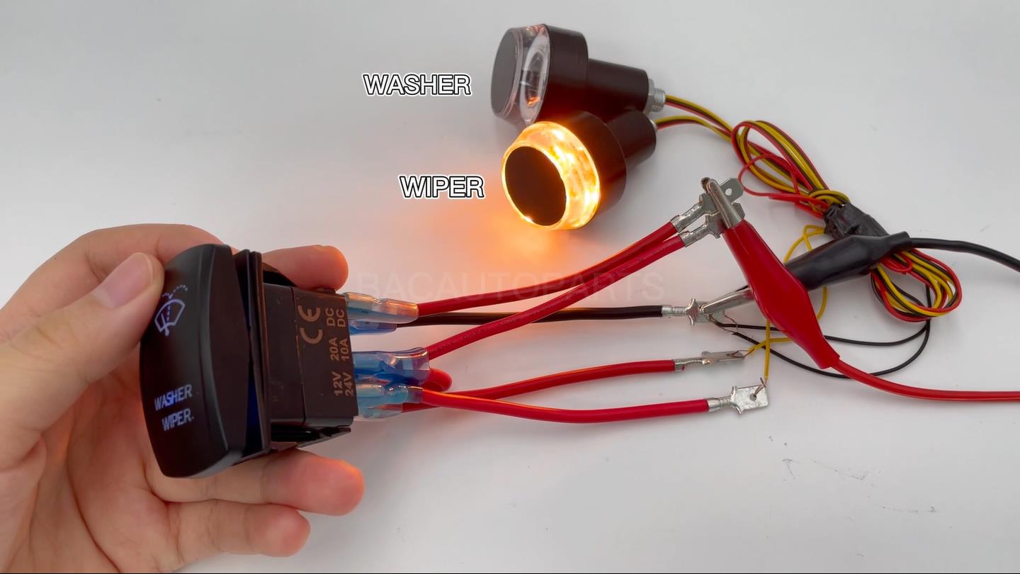 Image of Windshield Washer Wiper Momentary Rocker Switch Blue Led 6PIN (ON)-ON-Off DPDT Toggle Switch for Car Boat Marine Truck Golf Cart Jeep JK UTV Dashboard 12V 24V Waterproof IP67