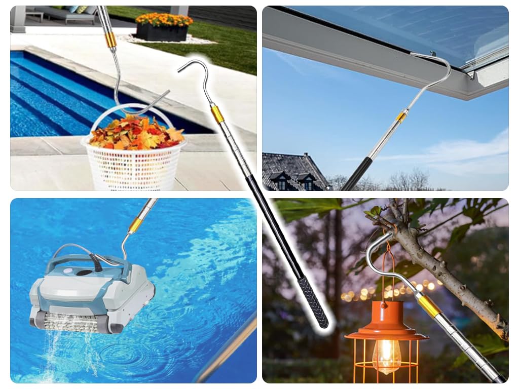 Asta Telescopica con Gancio per Tenda da Sole, 1PCS Apri da Sole, Barra di Traino per da Sole, Gancio a Serpente Trappola, Apriscatole Camper Asta per Tende, Camper, Finestre