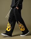 CLOTH N CODE Korean Black Loose Fit Printed Men's Track Pant | Comfortable Lounge Pants for Men | Blended Cotton Casual Joggers Waist 28-34 Inch | BTT195_BLK gallery image