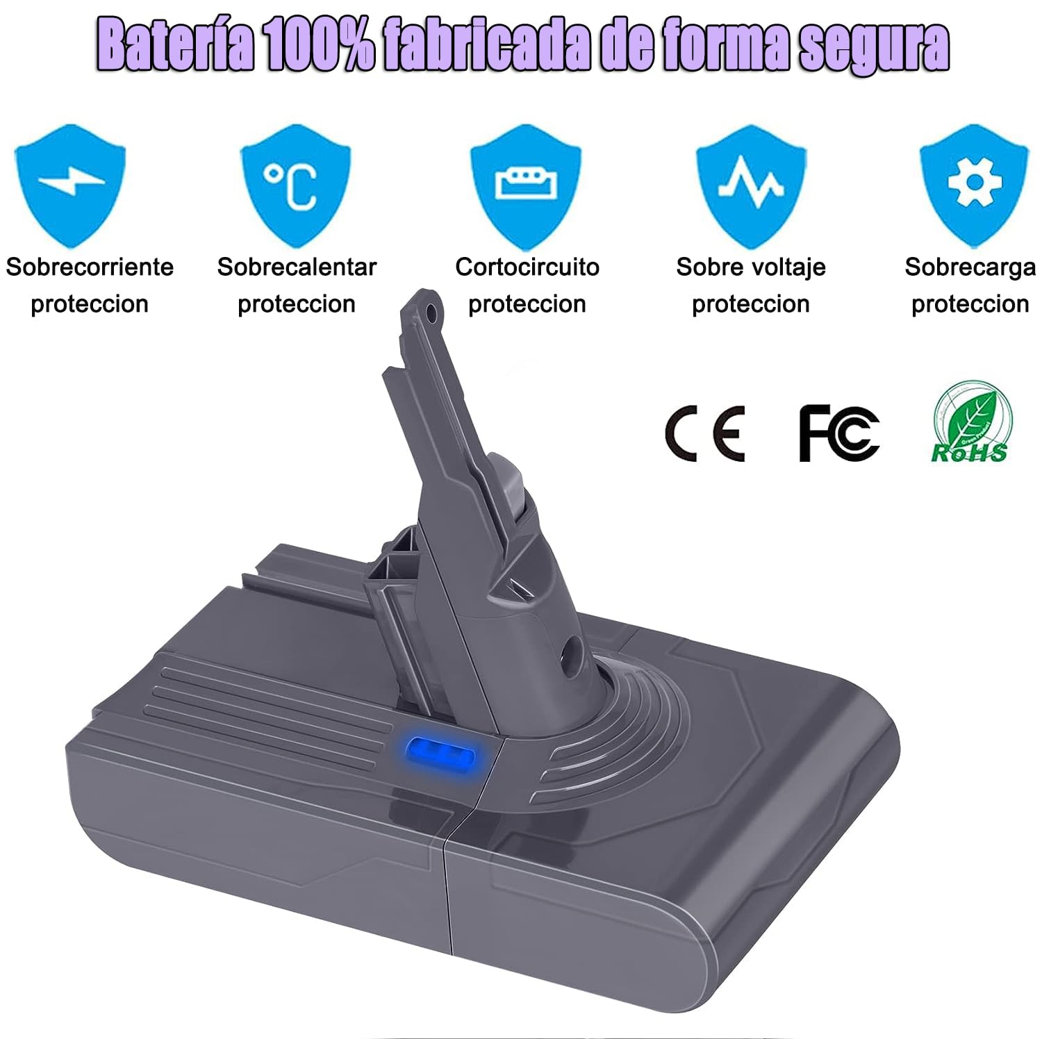 KUNLUN Batería para Dyson V8 SV10, Batería de Repuesto de Iones de Litio de 4500 mAh para Dyson V8 Absolute V8 Animal V8 Fluffy V8 Motorhead de Aspiradora