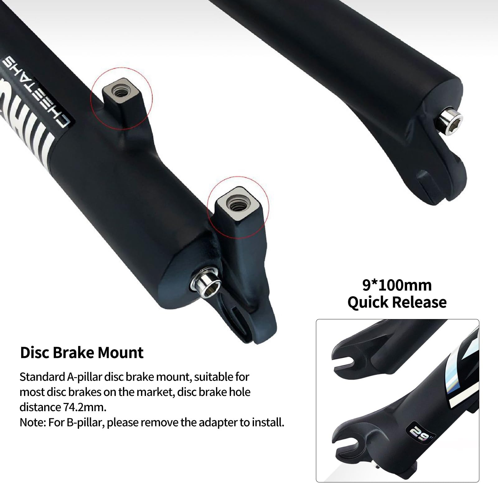 1-1/8" Horquilla De Aire 26 27,5 29 Pulgadas Horquilla De Suspensión De Bici De Montaña Viaje 180mm MTB Downhill Horquilla Delantera De Doble Hombro 9 * 100mm QR
